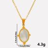 Colar com pingente oval de aço inoxidável 304 incrustado com concha branca natural design sentido pingente de madrepérola acessórios para colar diy