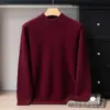 Suéter de cuello medio alto 100% cachemira para hombre, nuevo estilo otoño e invierno, holgado y versátil, jersey de lujo ligero, capa base cálida