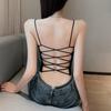 Camisola de Moda de Seda de Hielo para Mujer, Ropa Interior de Verano con Almohadillas en el Pecho, Ropa Exterior, Top Tubo Deportivo Sexy con Espalda Cruzada