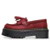 Mocasines Azules con Borlas Crazy Horse para Mujer, Zapatos de Cuero Genuino de Caña Baja, Cuero de Primera Capa, Estilo Británico, Zapatos Casuales de Plataforma de Suela Gruesa de Moda