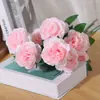 Flores artificiales de peonía de tres cabezas al por mayor para bodas, peonías con núcleo recubierto para decoración de salón de bodas, arreglos de pasillo y flores decorativas