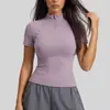 Camiseta Deportiva de Manga Corta con Media Cremallera de Nuevo Estilo Transfronteriza para Running al Aire Libre, Fitness, Yoga, Adelgazante, Alta Elasticidad, Ropa de Fitness