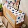 Camino de mesa de Día de la Independencia Nuevo Transfronterizo, Gnomo Estrella Floral Decoración de Mesa de Cocina, Venta Directa de Fábrica Camino de Mesa de Lino