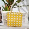 Bolso cuadrado pequeño tejido a mano recto asa transparente pequeño fresco plástico tejido a cuadros bolso hecho a mano remache Cuadros bolso hecho a mano