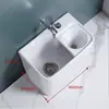 Fregadero de balcón para mopa con reposapiés, lavabo para fregar mopa, lavabo para mopa de suelo con desagüe lateral, con cesta de drenaje, drenaje automático, cerámica, otros