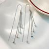Aretes Simples Atmosféricos con Borla de Plata Rota Aretes Largos Geométricos Aretes de Borla Cuadrados Aretes para Afinar el Rostro de Mujer