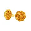 Anel grande de rosa com buquê tridimensional oco estilo doce em liga de cobre, anel exagerado de flor índice em ouro de imitação