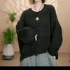 Suéter largo de punto holgado talla extra para mujer, estilo casual y vintage, versátil, disimula las imperfecciones del cuerpo y te hace lucir más delgada
