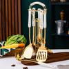 Juego de Utensilios de Cocina de Acero Inoxidable de Lujo Ligero Nórdico Juego de Siete Piezas Mango de Cerámica Cucharón Cuchara para Sopa Colador Suministros de Cocina Utensilios
