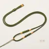 Cadena de suéter tejida a mano ajustable con colgante de cristal de ágata de jade ámbar cordón cuerda suave y duradera