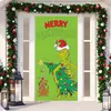 Decoração de capa de porta de Natal transfronteiriça, cortina de porta de monstro verde Grinch, pendente de porta de monstro de Natal, capa de porta de tapeçaria de Ano Novo
