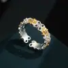 Suministro Directo de Fábrica Anillo Abierto Iris Dorado Dos Tonos Aleación de Cobre Incrustado Circonita Tacto de Alta Gama Anillo Ajustable para Dedo Índice Venta al por Mayor