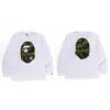 Suministro transfronterizo, venta al por mayor de comercio exterior, camiseta de manga larga de marca de moda BAPE con cabeza de mono, top pesado de tiburón, camiseta interior