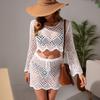 Novo Produto em 2025! ! Nova Vestido Biquíni de Tricô Liso para Praia Feminino Europeu e Americano