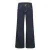 Jeans Acampanados Estilo Americano 11Kn Moda Callejera Color Azul Piedra para Hombres y Mujeres, Pantalones Casuales Versátiles de Corte Ajustado con Diseño de Costuras Visibles