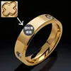 Anillos Transfronterizos Europeos y Americanos de Acero de Titanio para Mujer, No se Desvanecen, Incrustados de Diamantes, Anillos Chapados en Oro de 18K, Anillos de Acero Inoxidable de Nicho para Mujer al por Mayor