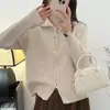 Abrigo-suéter de cuello medio alto, con cierre de cremallera, corte relajado para mujer, otoño/invierno 2026, diseño nuevo, cárdigan de punto