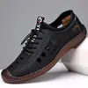 Nuevos Zapatos de Cuero Transpirables Calados de Verano 2026 para Hombre, Zapatos Casuales sin Cordones de Caña Baja, Mocasines Versátiles de Suela Suave