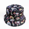 Sombrero de Cubo Colorido con Estampado Digital de Hongos para Hombres y Mujeres, Sombrero de Sol de Verano para Protección Solar, Sombrero de Moda Reversible para Exteriores