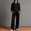 Conjunto de Moda Europeia e Americana para Mulheres 2026, Cor Sólida, Gola Alta, Cardigan Moletom e Calça de Pernas Largas, Popular em Plataformas Independentes de E-commerce