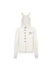 Cárdigan a rayas retro americano con capucha de orejas, nuevo estilo de otoño para mujer, chaqueta versátil casual y adelgazante