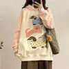 Moletom com Capuz Moda Estilo College Retrô Chic Japonês Outono e Inverno Novo Estilo Forrado com Lã Solto Emagrecedor Manga Longa Top para Mulheres