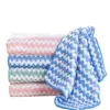 Paño de cocina absorbente fuerte engrosado con rayas, paño de cocina de vellón de coral para limpieza del hogar, paño de limpieza fácil de limpiar