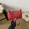 Bolsa de ombro simples estilo coreano com laço e poá 2026 moda casual bolsa de ombro estilo coreano bolsa tipo baguete sob o braço