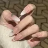 26 Anos Elegante Cor Nude Strass Puro Desejo Borboleta Tridimensional Alto Padrão Noiva Casamento Sessão de Fotos Arte de Unha Produto Acabado