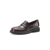 Zapatos de Cuero tipo Mocasín Deslizables Estilo Británico de 3 cm 2026 Primavera/Otoño Nuevos Mocasines de Punta Redonda con Tacón Grueso Zapatos Perezosos de Cuero Genuino