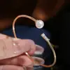 Accesorios DIY Plata de Ley S925 Clásico Pulsera de Perlas con Tres Diamantes Montura Simple Versátil Montura de Plata 8-12
