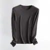 Camiseta de Base Meiyabi Proteína Essência Gola Redonda Manga Longa para Mulheres Outono e Inverno Novo Estilo Cor Lisa Moda Versátil Top