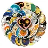 50 Pegatinas Retro de Fantasía Sol, Luna y Nebulosa Creativas Transfronterizas Sol y Luna Impermeables Decorativas Pegatinas para Bolso