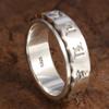Anel giratório simples com mantra de seis caracteres em prata de lei S925, moda retrô prata tailandesa, joia de prata, anel para homens e mulheres