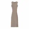 Vestido de punto sin mangas para mujer, primavera/verano, corte ajustado, elegante, ajustado al cuerpo, vestido largo tipo top de tirantes