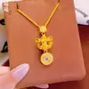 Colgante de Pixiu de la Suerte Incrustado con Diamantes en Arena Dorada Antigua del Mismo Estilo de Weixue, Cadena para Suéter de Moda de Lujo Ligero para Mujer que No se Desvanece por Mucho Tiempo