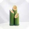 Jarrón ornamento de tubo de bambú verde fresco pequeño arte floral de bambú anillo de nudo de bambú decoración creativa para bodas arreglo contenedor de flores de tubo de bambú