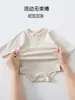 Macacão de bebê de manga comprida, coleção primavera e outono, algodão puro grau A, body para recém-nascido, pijama de puxar, roupa canelada para bebê