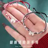 Popular Princesa Fugitiva Pulsera Trenzada Roja de Cuentas Redondas con Lazo Estilo Chica Estudiante Lujo Ligero Nicho Joyería para Pulsera