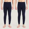 Calentadores largos para hombre de color liso sin bolitas cintura alta otoño Calentadores largos ropa interior para hombre leggings