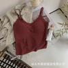 Moda Estilo Casual Camisola de Tirantes con Cuello en V Acanalada para Mujer Ropa Interior con Almohadilla en el Pecho Cómoda Hermosa Espalda Base Top para Usar como Exterior