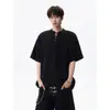 Camiseta de manga corta para hombre con diseño texturizado, diseño jacquard, tacto fresco, estilo old money, manga corta, elegante, calada, nicho, con tiras