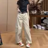Estilo Nuevo Primavera 2026 Corte Tridimensional Bolsillo Grande Estilo Ropa de Trabajo Adelgazante Cintura Alta Largo hasta el Suelo Curvados Jeans para Mujer Talla Grande