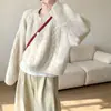 Cardigan de tricô trançado liso estilo coreano LEKA para mulheres, novo suéter casual solto vintage para mulheres outono e inverno 2026