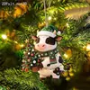 Pingente de Vaca de Natal Acrílico Plano 2D Cruzado Pequeno Bezerro Enfeite de Árvore de Natal Decorações de Festival Fonte Atacadista