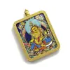 Thangka Dragão Pintado à Mão Estilo Xizang 4x5 Cinco Senhores Thangka Amarelo Deus da Riqueza Cinco Direções Deus da Riqueza Thangka Quadrado Pingente Amuleto Buda Portátil