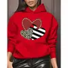 Sudadera con capucha talla europea para mujer, exportación, estampado de corazón, top holgado, Amazon Wish, una pieza, venta al por mayor