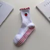 Calcetines de Yoga para Mujer, Calcetines de Media Pantorrilla con Bordado de Encaje, Diseño de Frutas, Calcetines Deportivos Profesionales Antideslizantes para Pilates, Fitness, Suelo, Transfronterizo