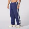 Pantalones deportivos de doble raya para hombre transfronterizos, de pierna recta, para fitness, running, baloncesto, entrenamiento, pantalones deportivos casuales