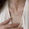 Collar de Cuentas Redondas Pequeñas de Doble Capa para Mujer, Estilo Minimalista y Cool, Exquisito y Elegante Cadena de Clavícula Chapada en Plata S925 Collar de Tendencia Estilo Ins